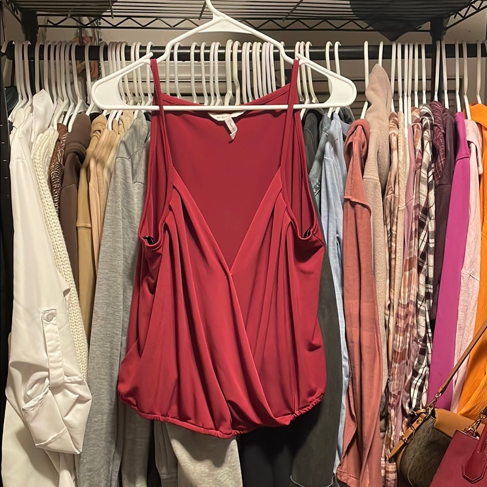 BCBG Generation Draped Wine Tank Top – Size L